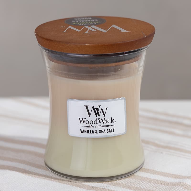 WoodWickreg; 9.7 Oz. Vanilla Sea Salt Hourglass Jar - Cracker Barrel