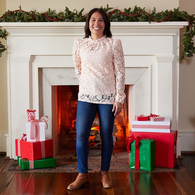 Blush Pink Top - Lace Top - Blush Pink Lace Blouse - Lace Blouse