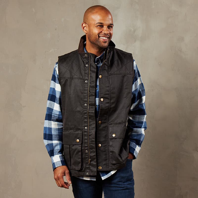 Brown Waxed Cotton Vest - Cracker Barrel