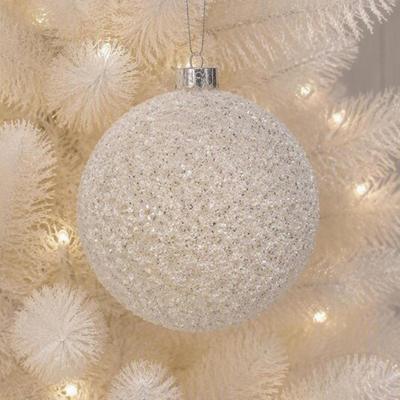 Large White Beaded Ball Ornament
