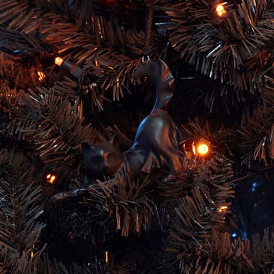 Resin Ghost Black Cat Ornament