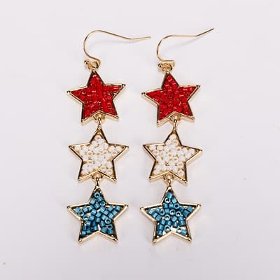 Red, White, and Blue Star Dangle Earring