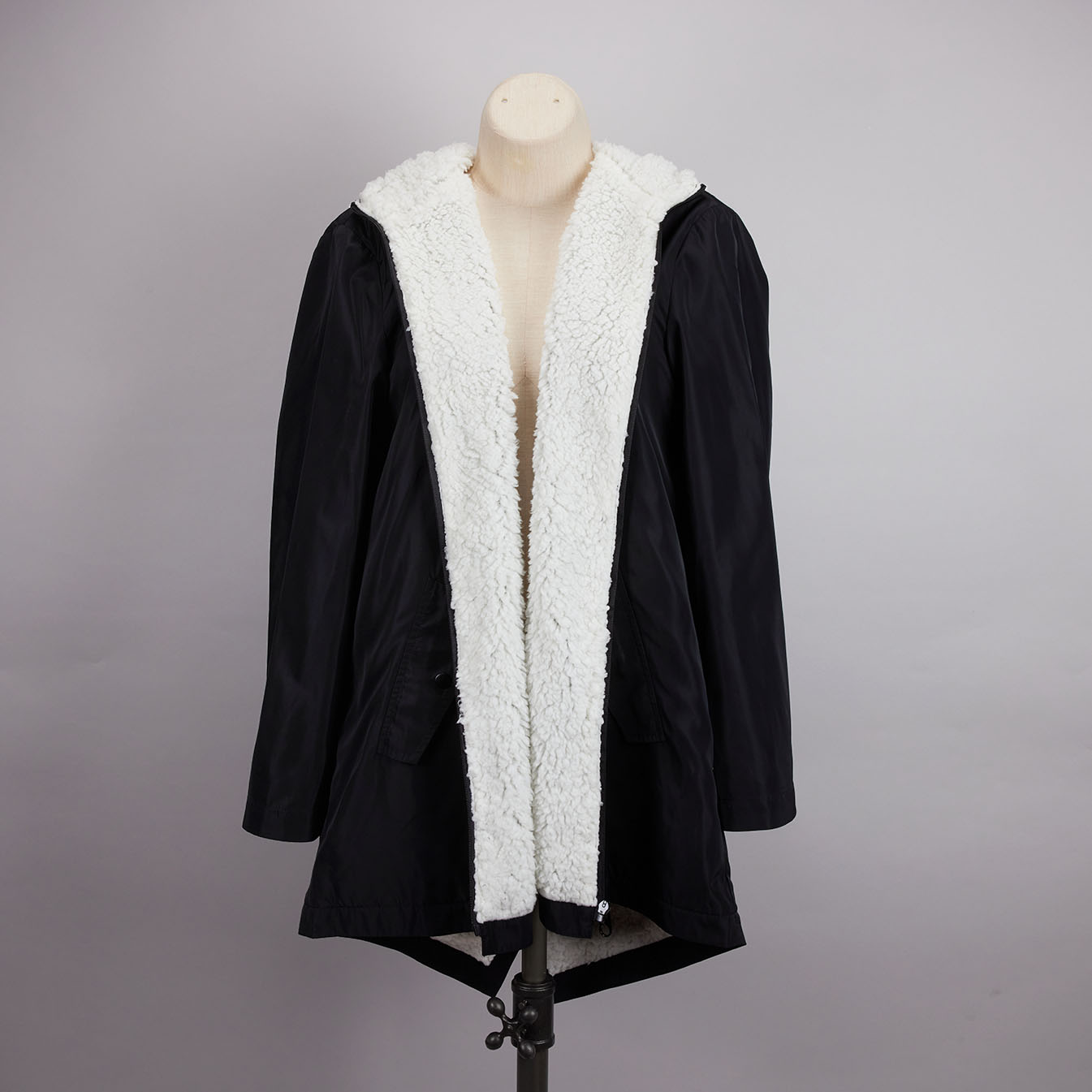 Black Rain Jacket with Sherpa Lining Cracker Barrel