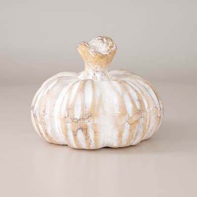 Natural Washed Ceramic Pumpkin - Medium