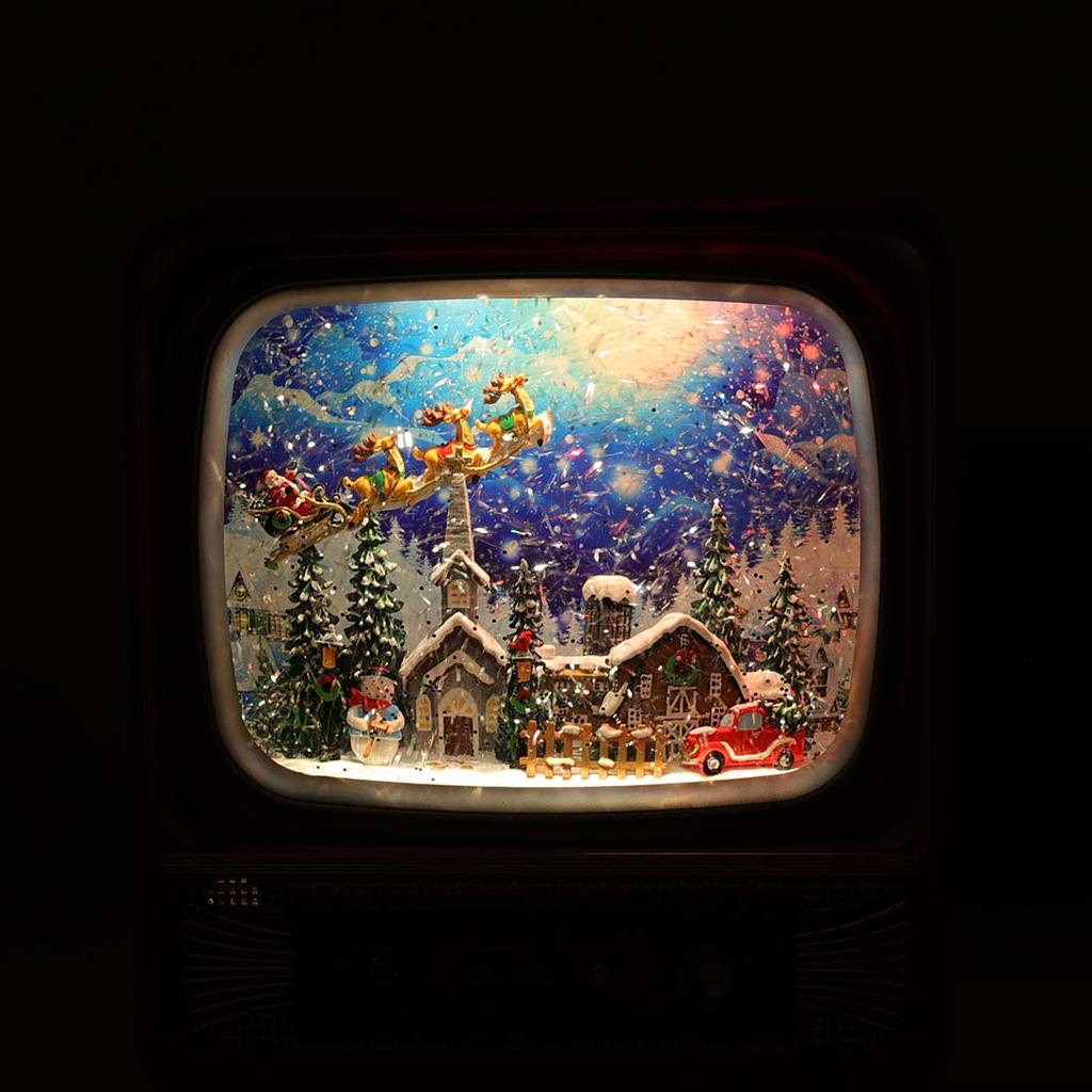 Christmas Village Vintage Television TV orders Glitter Globe