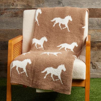 Horse Pattern Knit Throw