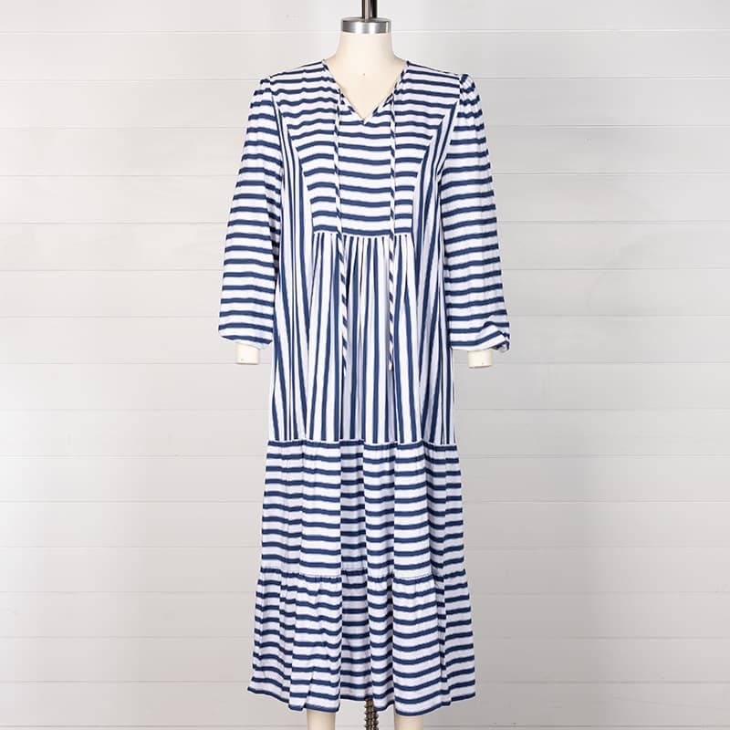 Navy and White Stripe Maxi Dress Cracker Barrel