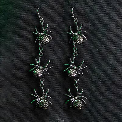 Black Fireball Spider Earrings