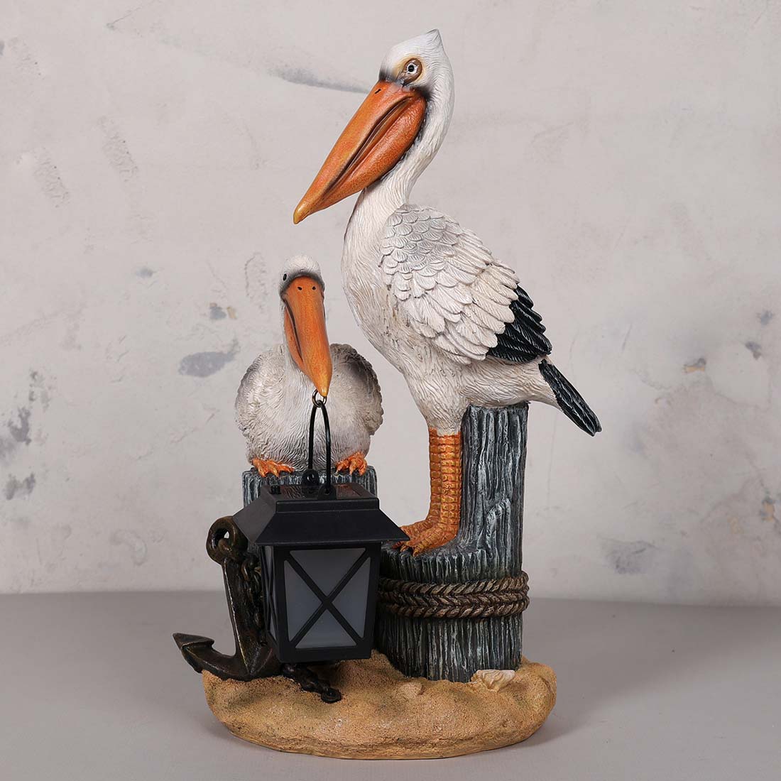Pelicans with Solar Lantern Statue Cracker Barrel