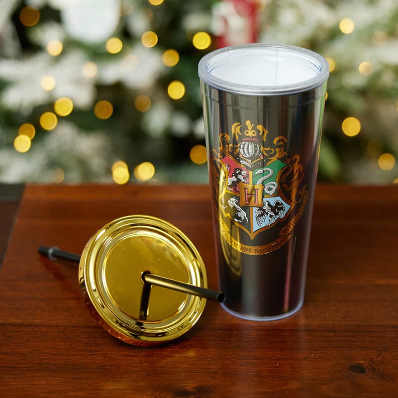 Hogwarts Crest Foil Cup With Straw - Cracker Barrel