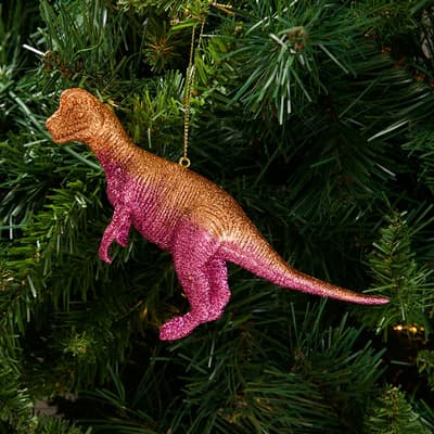 Pink Glitter Dinosaur Ornament