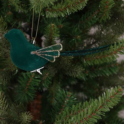 Emerald Green Bird Clip Ornament
