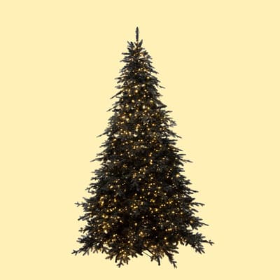 9' Prelit Quick Connect Glittered Black Christmas Tree