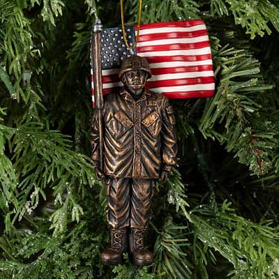 Solider With American Flag Ornament
