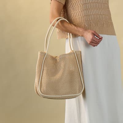 Cream Straw Tote
