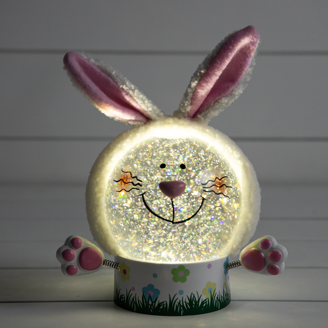 Bunny with Fabric Ears Glitter Globe Cracker Barrel