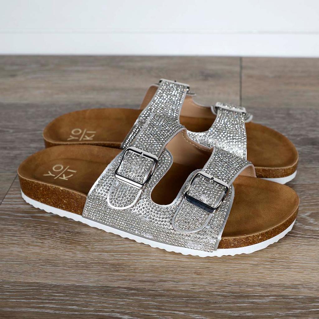 Silver Bling Slide Sandals Cracker Barrel