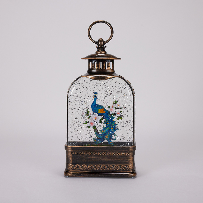 Peacock Lantern Glitter Globe Cracker Barrel