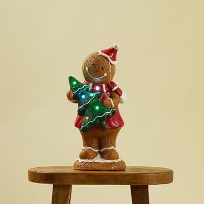 Light Up Gingerbread Boy with Tree