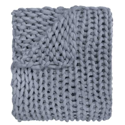 Chunky Knitted Throw - Blue