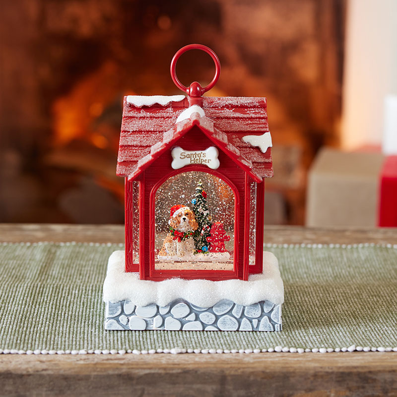 Dog House Christmas Tree Glitter Globe Cracker Barrel