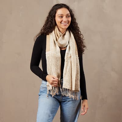 Neutral Paisley Pearl Scarf