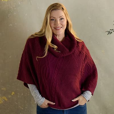 Burgundy Sweater Poncho