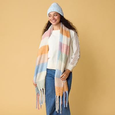 Blue and Pink Bling Beanie Scarf Set