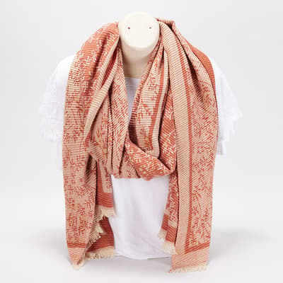 Orange and Cream Floral Scarf