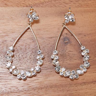 Bling Teardrop Hoop Gold Earrings