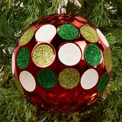 Jumbo Red Ball with Glitter Dots Ornament