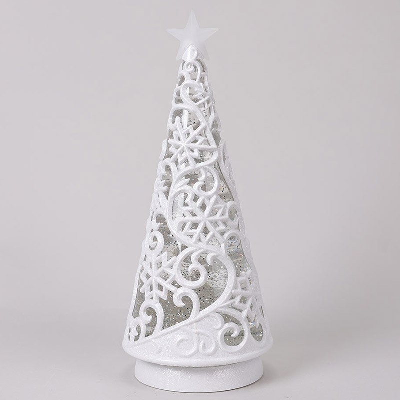 White Christmas Tree Glitter Globe Cracker Barrel