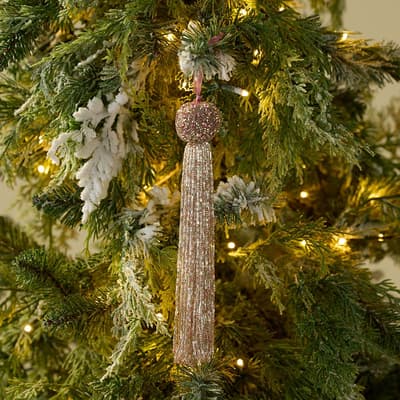 Pink Beaded Tassel Ornament