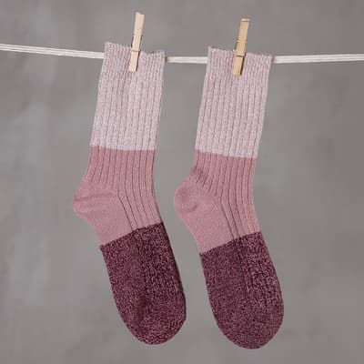 Pink Color Block Space Dye Socks