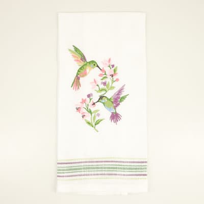 Hummingbird Embroidered Tea Towel