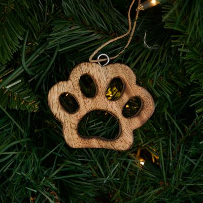 Wooden Paw Print Ornament