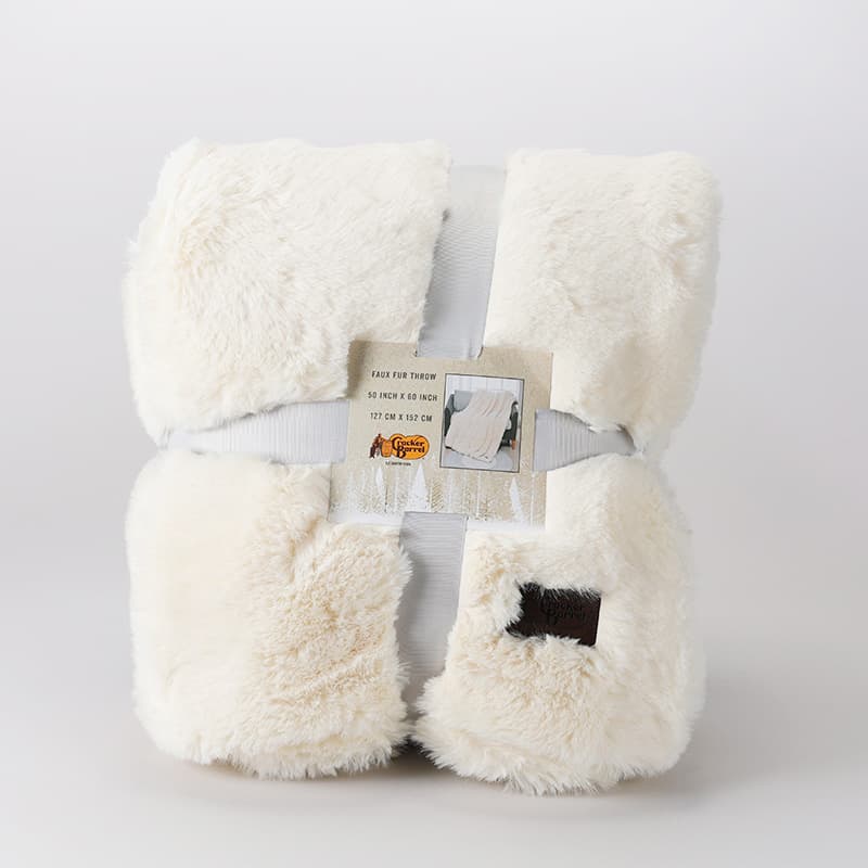 White company faux online fur throw