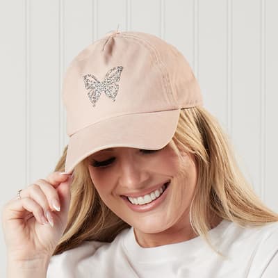 Sparkly Butterfly Patch Pink Cap