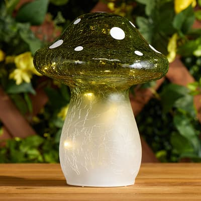 LED Cracked Glass Mushroom - Green