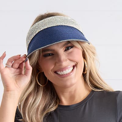 Bling Navy Straw Visor