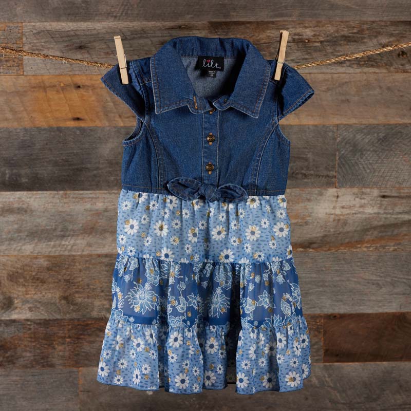 denim shirt floral dress Toddler Denim Shirt Floral Dress
