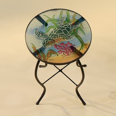 Glass Sea Turtle Side Table