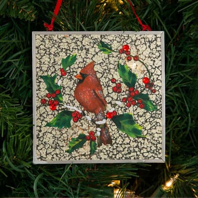 Cardinal Mercury Glass Ornament