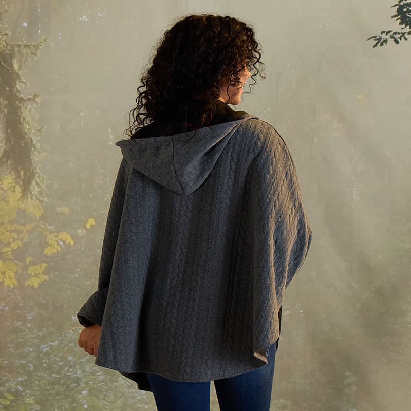 Gray Textured Zipper Poncho - Cracker Barrel