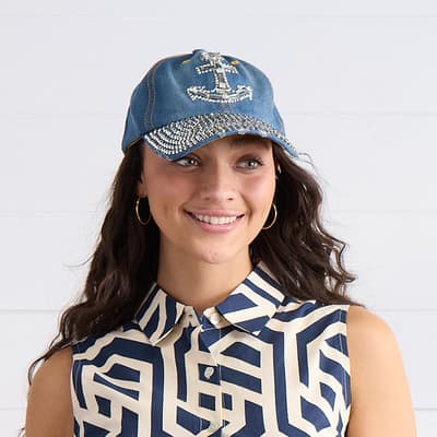 Bling Anchor Denim Cap