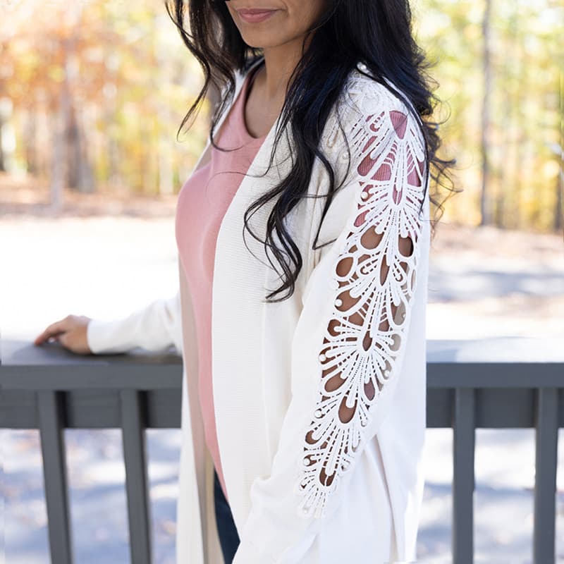 White lace hotsell cardigan outfit