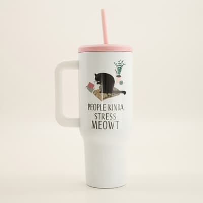 People Stress Meowt 40 Oz. Tumbler with Straw