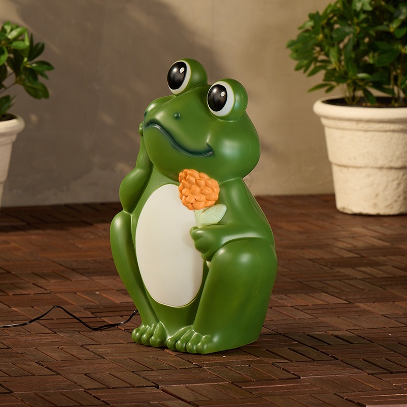 Frog with Orange Flower Blow Mold - Cracker Barrel