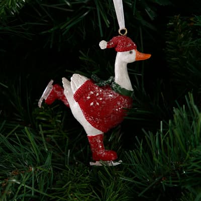 Skating Goose with Scarf Ornament