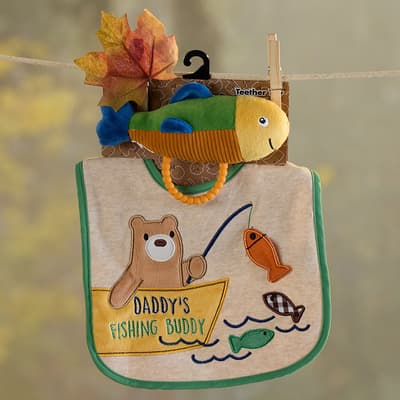 Daddys Fishing Buddy Rattle and Bib Set